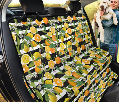 Orange And Lemon Striped Pattern Print Pet Car Back Seat Cover