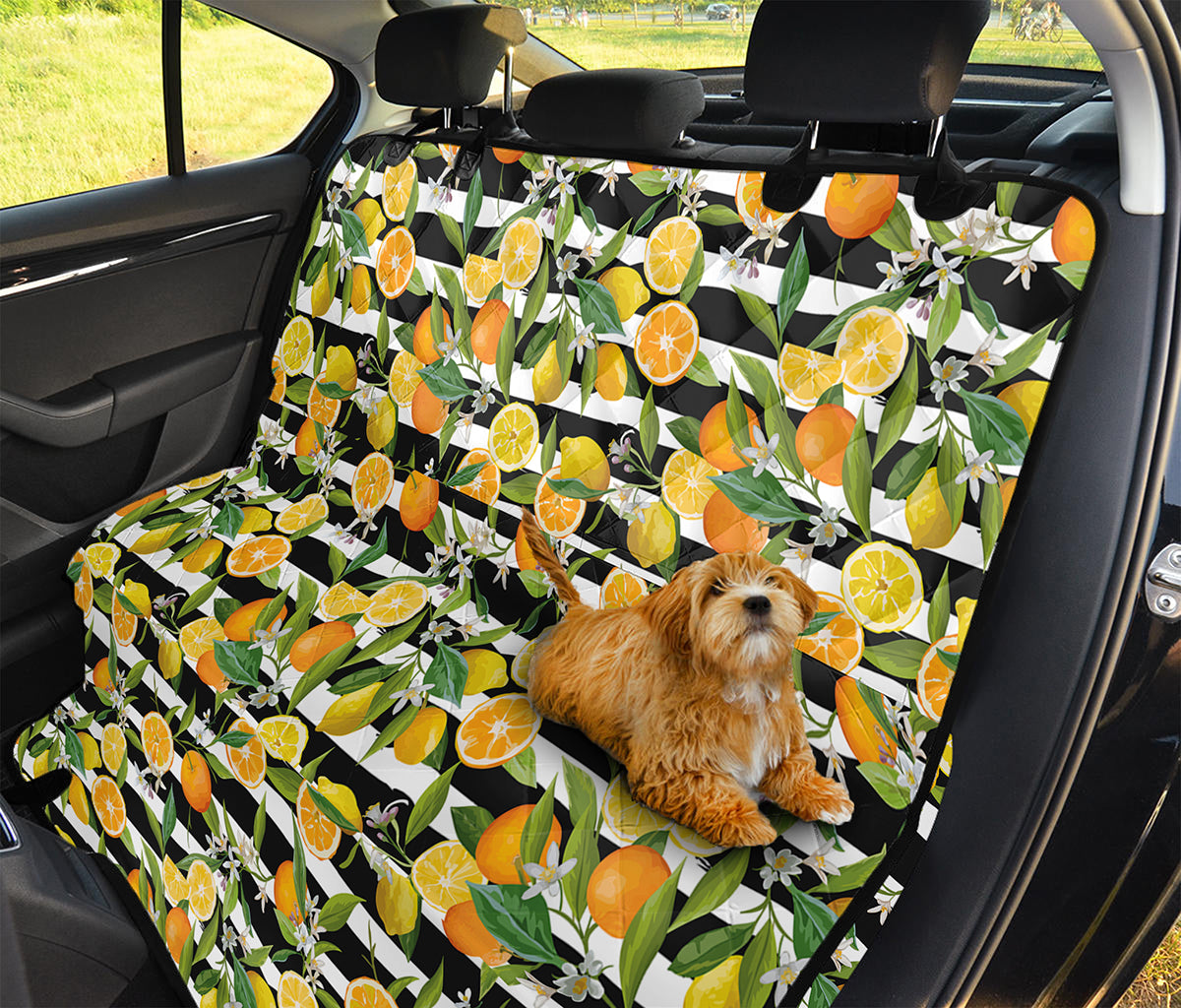 Orange And Lemon Striped Pattern Print Pet Car Back Seat Cover