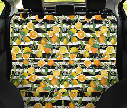 Orange And Lemon Striped Pattern Print Pet Car Back Seat Cover