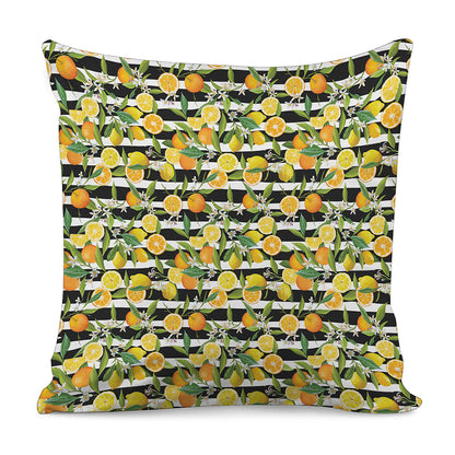 Orange And Lemon Striped Pattern Print Pillow Cover