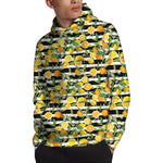 Orange And Lemon Striped Pattern Print Pullover Hoodie