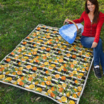 Orange And Lemon Striped Pattern Print Quilt