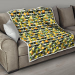 Orange And Lemon Striped Pattern Print Quilt