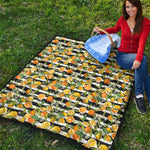Orange And Lemon Striped Pattern Print Quilt