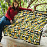 Orange And Lemon Striped Pattern Print Quilt