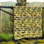 Orange And Lemon Striped Pattern Print Quilt