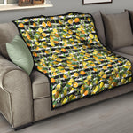 Orange And Lemon Striped Pattern Print Quilt