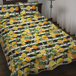 Orange And Lemon Striped Pattern Print Quilt Bed Set