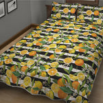 Orange And Lemon Striped Pattern Print Quilt Bed Set