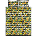 Orange And Lemon Striped Pattern Print Quilt Bed Set