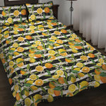 Orange And Lemon Striped Pattern Print Quilt Bed Set