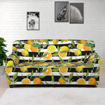 Orange And Lemon Striped Pattern Print Sofa Cover