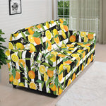 Orange And Lemon Striped Pattern Print Sofa Cover