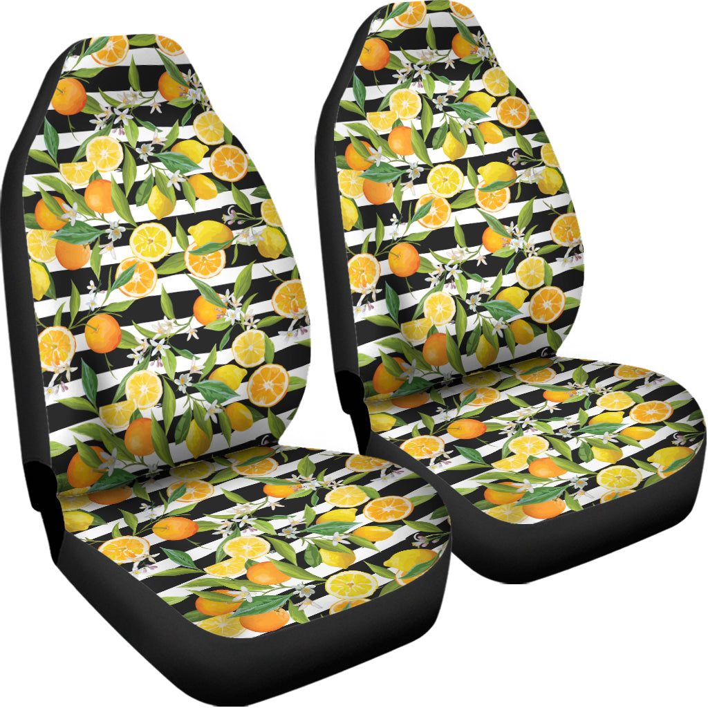 Orange And Lemon Striped Pattern Print Universal Fit Car Seat Covers