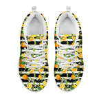 Orange And Lemon Striped Pattern Print White Sneakers