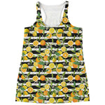 Orange And Lemon Striped Pattern Print Women's Racerback Tank Top