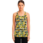 Orange And Lemon Striped Pattern Print Women's Racerback Tank Top