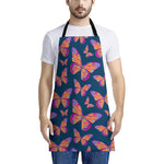 Orange And Purple Butterfly Print Apron