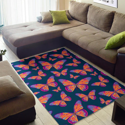 Orange And Purple Butterfly Print Area Rug GearFrost