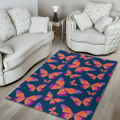 Orange And Purple Butterfly Print Area Rug GearFrost