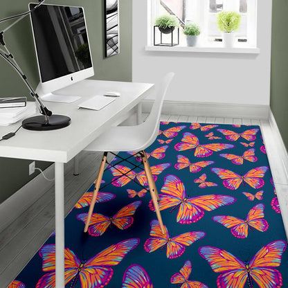Orange And Purple Butterfly Print Area Rug GearFrost
