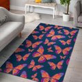 Orange And Purple Butterfly Print Floor Mat