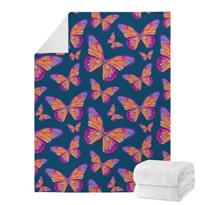 Orange And Purple Butterfly Print Blanket