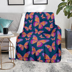 Orange And Purple Butterfly Print Blanket