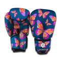 Orange And Purple Butterfly Print Boxing Gloves