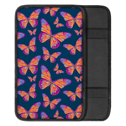 Orange And Purple Butterfly Print Car Center Console Cover