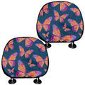Orange And Purple Butterfly Print Car Headrest Covers