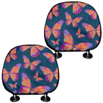 Orange And Purple Butterfly Print Car Headrest Covers