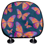 Orange And Purple Butterfly Print Car Headrest Covers