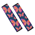 Orange And Purple Butterfly Print Car Seat Belt Covers