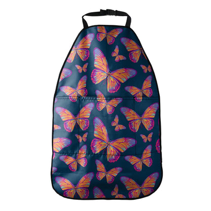 Orange And Purple Butterfly Print Car Seat Organizers