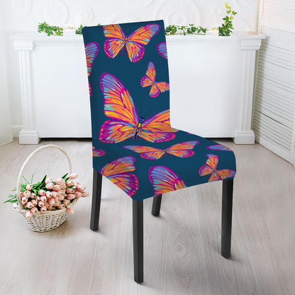 Orange And Purple Butterfly Print Dining Chair Slipcover