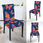 Orange And Purple Butterfly Print Dining Chair Slipcover