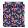 Orange And Purple Butterfly Print Duvet Cover Bedding Set