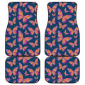 Orange And Purple Butterfly Print Front and Back Car Floor Mats