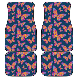 Orange And Purple Butterfly Print Front and Back Car Floor Mats