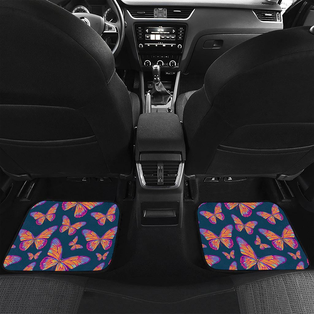 Orange And Purple Butterfly Print Front and Back Car Floor Mats