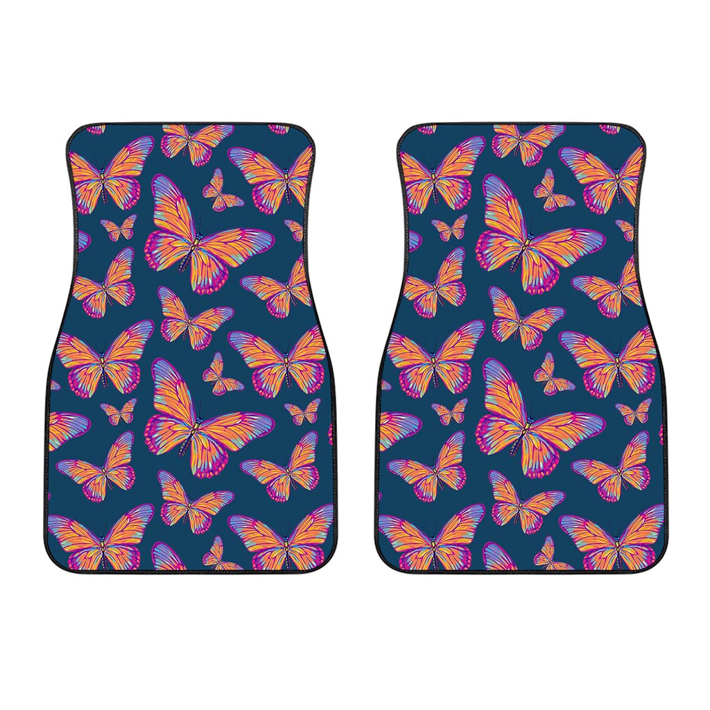 Orange And Purple Butterfly Print Front Car Floor Mats
