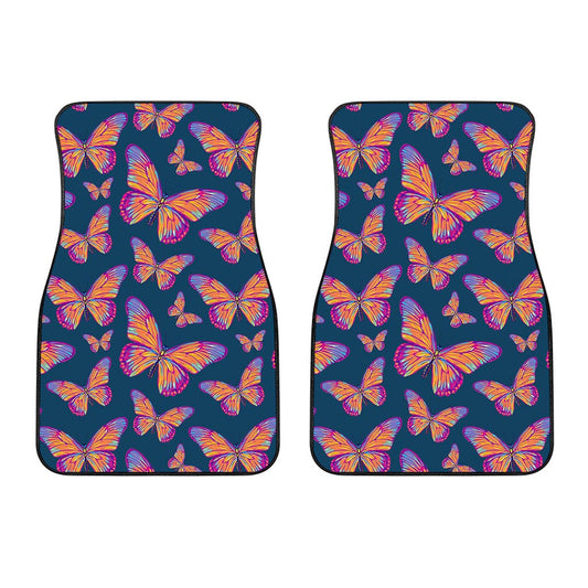 Orange And Purple Butterfly Print Front Car Floor Mats