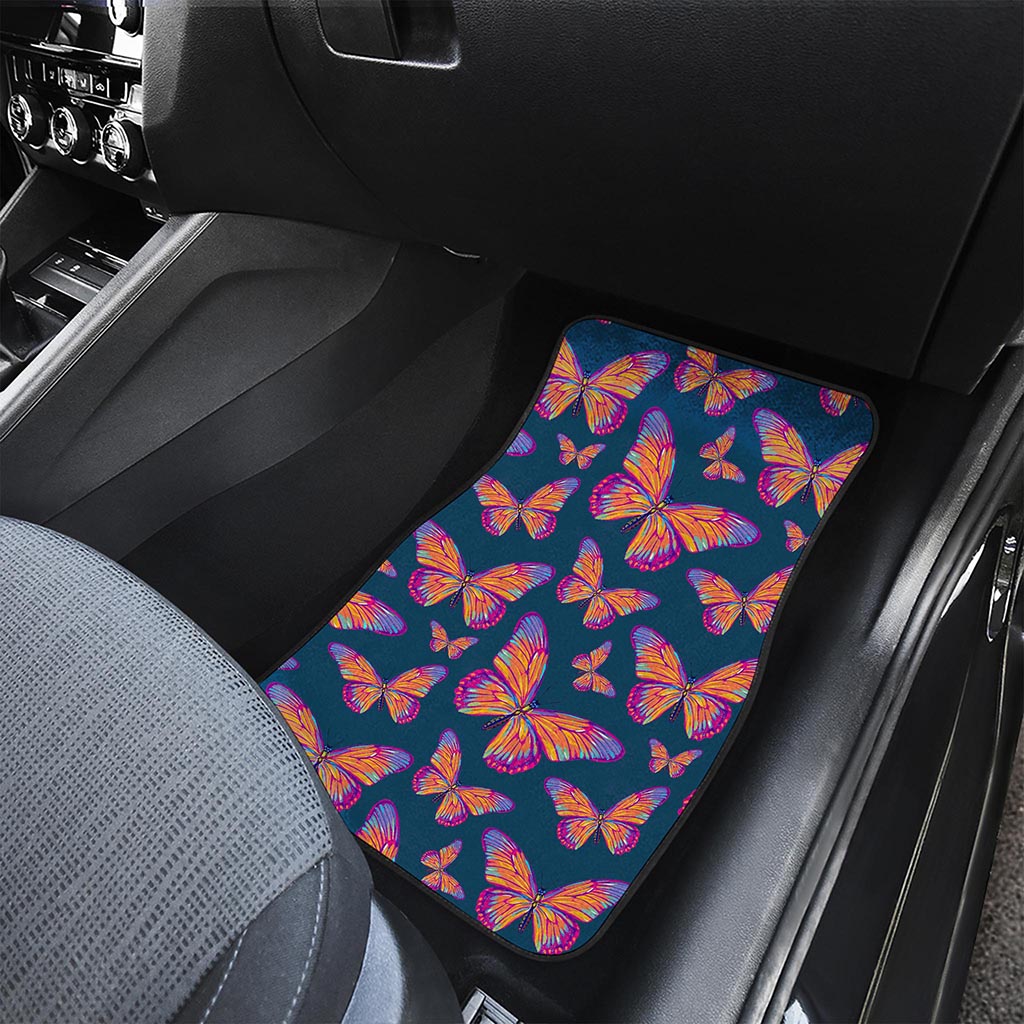 Orange And Purple Butterfly Print Front Car Floor Mats