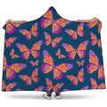 Orange And Purple Butterfly Print Hooded Blanket