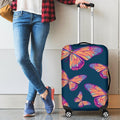 Orange And Purple Butterfly Print Luggage Cover