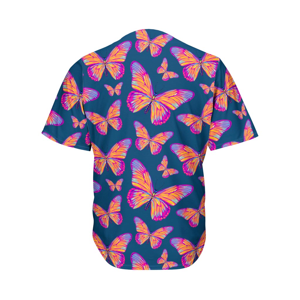 Orange And Purple Butterfly Print Men's Baseball Jersey