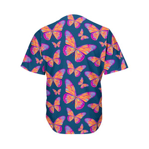 Orange And Purple Butterfly Print Men's Baseball Jersey
