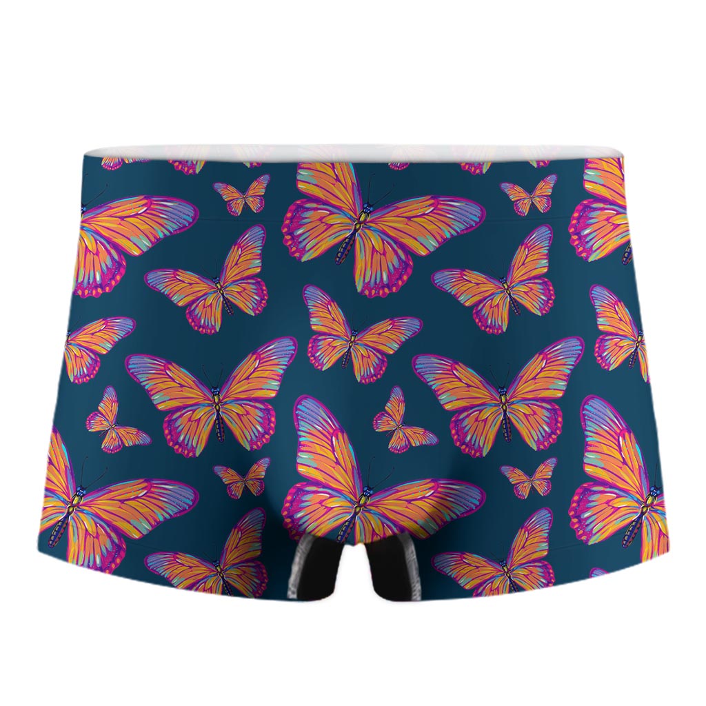 Orange And Purple Butterfly Print Men's Boxer Briefs