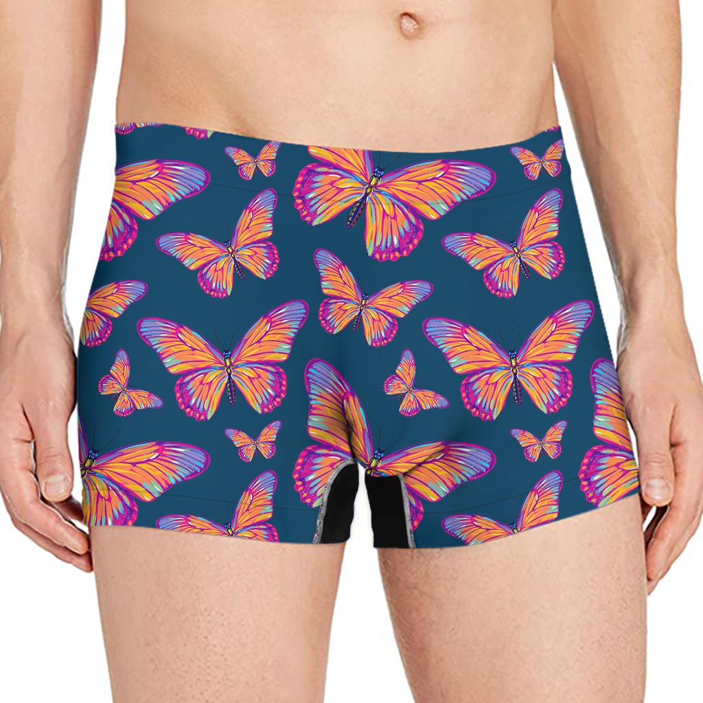 Orange And Purple Butterfly Print Men's Boxer Briefs